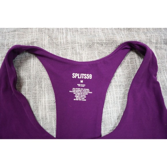 Split 59 bra women medium purple full coverage racerback yoga running no padding - Picture 2 of 5